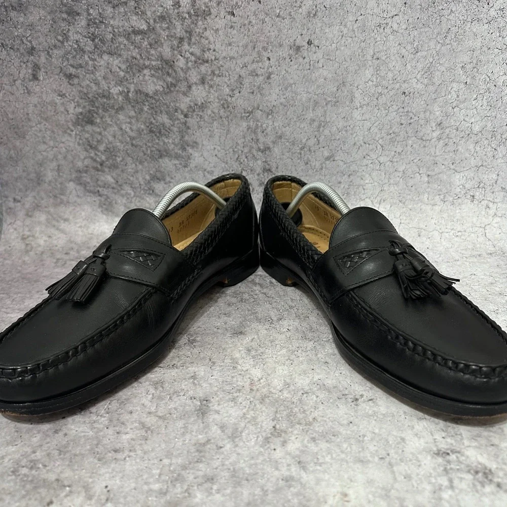 Allen Edmonds Maxfield Loafers Mens 13 Black Tassel Braided Leather Dress Shoes
